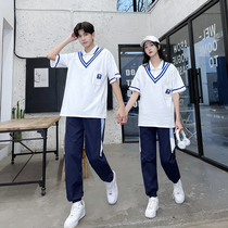 Xia Beaty high school student graduation class dress with summer short sleeve loose college wind thread collar blouses school uniform suit