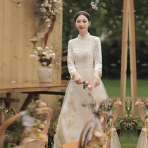 Cheongsam evening dress 2021 new autumn and winter banquet temperament light luxury niche high-end usually wear engagement skirt