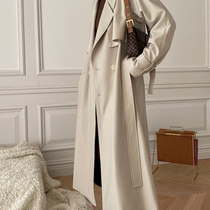 Magu Ballet womans new design sensation in the middle of a long jacket 2022 Spring over kneecap Mini Beige Coat
