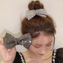 Back of the head hair accessories female hair card side high-end Korean rhinestone temperament bow headgear top clip
