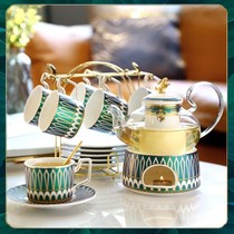 European ceramic afternoon tea set with light luxury fruit glass cup fruit teapot candle heating