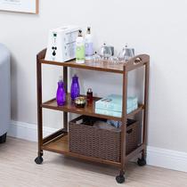 High-end beauty salon hair salon tool shelf solid wood mobile with drawer hand push tool cart