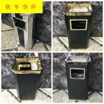 Stainless steel round trash can Hotel indoor sanitation lobby vertical ash outdoor fruit box square belt inner barrel