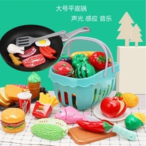 Childrens cut fruit toy set playing house simulation kitchen large Pan girl vegetable fruit Chile