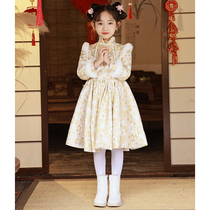 Chinese New Year girls qipaos winter style big children Baiannual wear thickened Chinese New Year Tang dress childrens skirts 2023 new