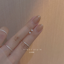Small and exquisite rhombus s925 sterling silver earrings square zircon ear bone earrings women dont need to pick and raise ear holes for sleeping