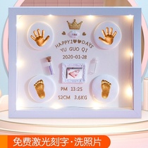 Baby one year old souvenir creative baby 100 days full moon fetal hair painting hand and foot printing muddy Box