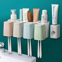 Toothbrush Shelf Wall-mounted Toilet Gargling cup Family free from perforated drain containing box hanging wall-type dental cylinder suit