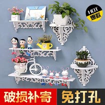 Wall shelf wall hanging non-perforated bedroom wall decoration shelf partition coat and hat storage rack European simple hook