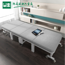 Folding bed office single portable four-fold nap lunch break artifact household sponge hard board simple escort bed