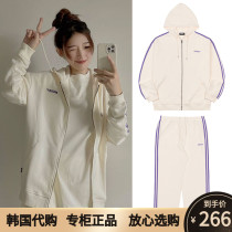 Korea NERDY sports suit Autumn New zipper hooded sportswear men and women couples same coat