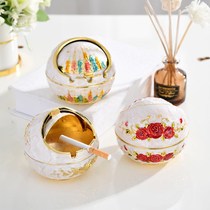 Creative Ash-Ins European-style ashtray windproof with cover metal Living room tea table Personality Creative Pendulum for Home Prevention