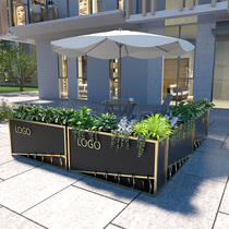 Customized iron modern outdoor flower box outdoor flower bed sales department flower trough combination Commercial Street municipal simple flower stand