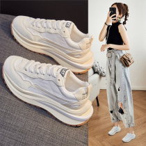 2022 new old daddy shoes ladies spring autumn season thick bottom heightening casual sports 100 hitch a sweet and comfortable pure color