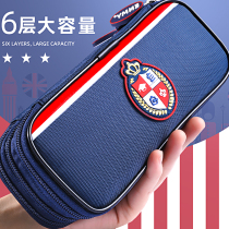 Pen bag new popular stationery box pencil Net red stationery bag Primary School students large capacity multi-layer pencil case girl girl boy junior high school student high-value multifunctional canvas waterproof and dirt-resistant