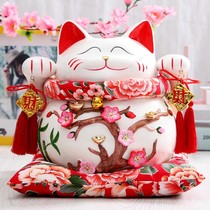 Bone China Lucky Cat Japanese genuine flower season large ceramic ornaments opening festival gift pot
