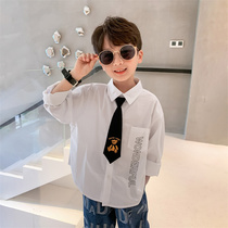 Boy Clothing Boy Long Sleeve Shirt Spring Autumn Season Trends Boy Pure Cotton Handsome air casual white shirt children 2022 new
