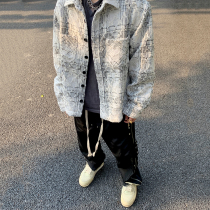 MAMR retro small fragrant style shirt loose plaid jacket men and women with check pattern blend long sleeve shirt couple tide