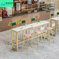 Nordic ins bar chairs cafe milk tea shop balcony high chair marble bar golden table and chair