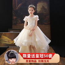 Girls birthday evening dress host party piano performance dress flower girl wedding dress childrens foreign-like Princess dress puffy gauze