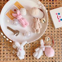 Rabbit keychain pendant female exquisite ins little cute circle small plush doll bag super cute doll gift