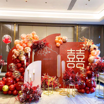 China wind Net red engagement banquet decoration hotel KT board return banquet supplies Daquan balloon scene background wall