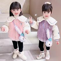 Bala Zhejiang Girl Thickening of Mao sweater 2022 Winter new children Han version Fashion Chinese Kids Cartoon Clip