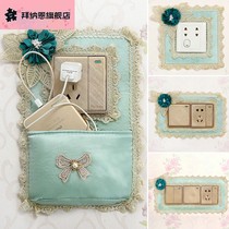 Switch protective sheath minimalist modern cloth Lace Switch Patch Wall Patch Able To Put Mobile Phone Socket Decoration Free Of Stick