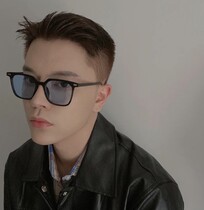 Korean star sun glasses transparent yellow lens box retro street shoot small red book tide People sunglasses personality hip hop