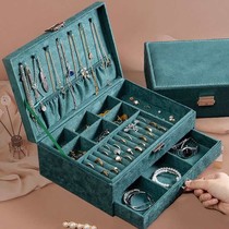 With lock flannel jewelry box hand jewelry storage box wedding Chinese style female Princess European high-end jewelry box