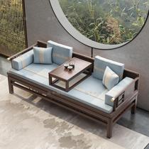 New Chinese-style solid wood old elm tea table and chair combination couch collapse push-pull sofa chair Luohan bed living room set furniture