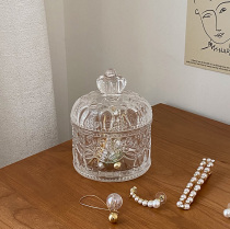 Yuanqi corner ins Wind Crown embossed glass jewelry box retro decorative ornaments small exquisite jewelry storage box