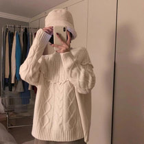 European goods high-end 2021 French heavy industry chic advanced sense super good looking beige white raccoon velvet sweater women winter