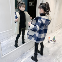 Girls great clothes autumn and winter clothing 2022 new foreign air CUHK child Korean version children plus suede thickened fur coat tide