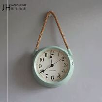 New American Countryside Living Room Ultra Silent Hanging Bell Brief Modern Metal Bedroom Hemp Rope Creative Clock Watch Hang Watch