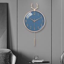 New Nordic deer head light extravagant hanging bell minimalist artist used fashion idea mute living room restaurant atmosphere hanging wall clock