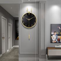 New Nordic deer head hanging clock home creative decoration hanging table living room fashion personality light extravagant modern timepiece hanging wall