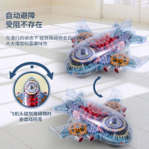 Transparent Gear Mechanical Cartoon Children Toy Aircraft Electric Universal Airliner Model Light Music Chic Toys