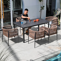 Nordic Outdoor Webbing table and chairs Villa Courtyard Garden Open-air Outdoor Minima Casual Terrace Rattan Table and chairs Composition