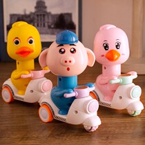 Children press piggy yellow duck motorcycle boys and girls 3-6 years old baby toys non-return car inertial scooter