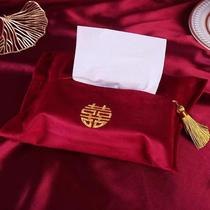 Marriage happy paper box cloth tissue towel set Chinese festive wedding red wedding room paper towel bag box decoration