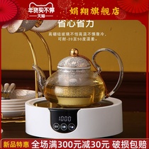 European bone china light luxury afternoon tea set English flower tea cup set heat-resistant glass boiled fruit candle heated teapot