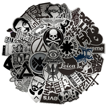 50 tensioning wire imitation metal cartoon mobile phone shell electric car motorcycle heat insulation cup charge treasure cup fishing case water cup skateboard helmet decoration individuality black and white waterproof tide card fun stickers