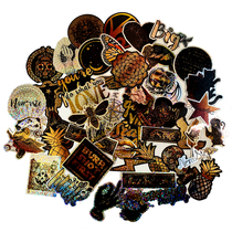 50 sheets of gold personality waterproof graffiti Decorative stationery Guitar Flat notebook Handmade phone Insulated Cup Suitcase Electric Car Charging Treasure Helmet Fish Case Fishing Gear Pull Rod Case Stickers