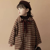 Girls jacket 2021 Winter new Korean version Trend plaid Big Clothes Kids Baby Clips Cotton Thickened Blouses