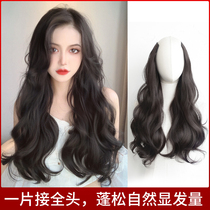 Curly hair wig piece additional hair volume fluffy natural head top one-piece wig female hair hair piece Lady U-shaped hair hair