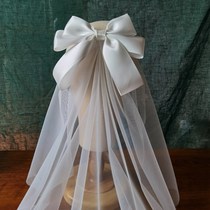 Big Bow veil brides veil hairclip sen xi bride hair red photo photo props jewelry-music of the tide