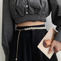 Skirt belt womens high-end pearl with shirt suit all-match waist skirt chain decoration thin belt Hanfu accessories