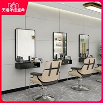 Net Red Barber shop mirror table beauty salon mirror hair salon special wall hanging hair cutting with light mirror ironing tool table