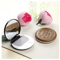 Wooden comb small portable comb sandwich cookie mirror comb set portable mirror comb makeup mirror comb makeup mirror handle mirror comb cover